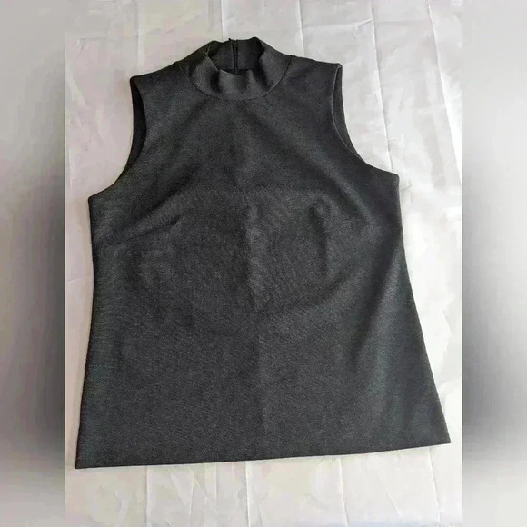 J Crew 365 Mock Neck Sleeveless Top Small Dark Charcoal Gray Business Casual - Picture 8 of 13